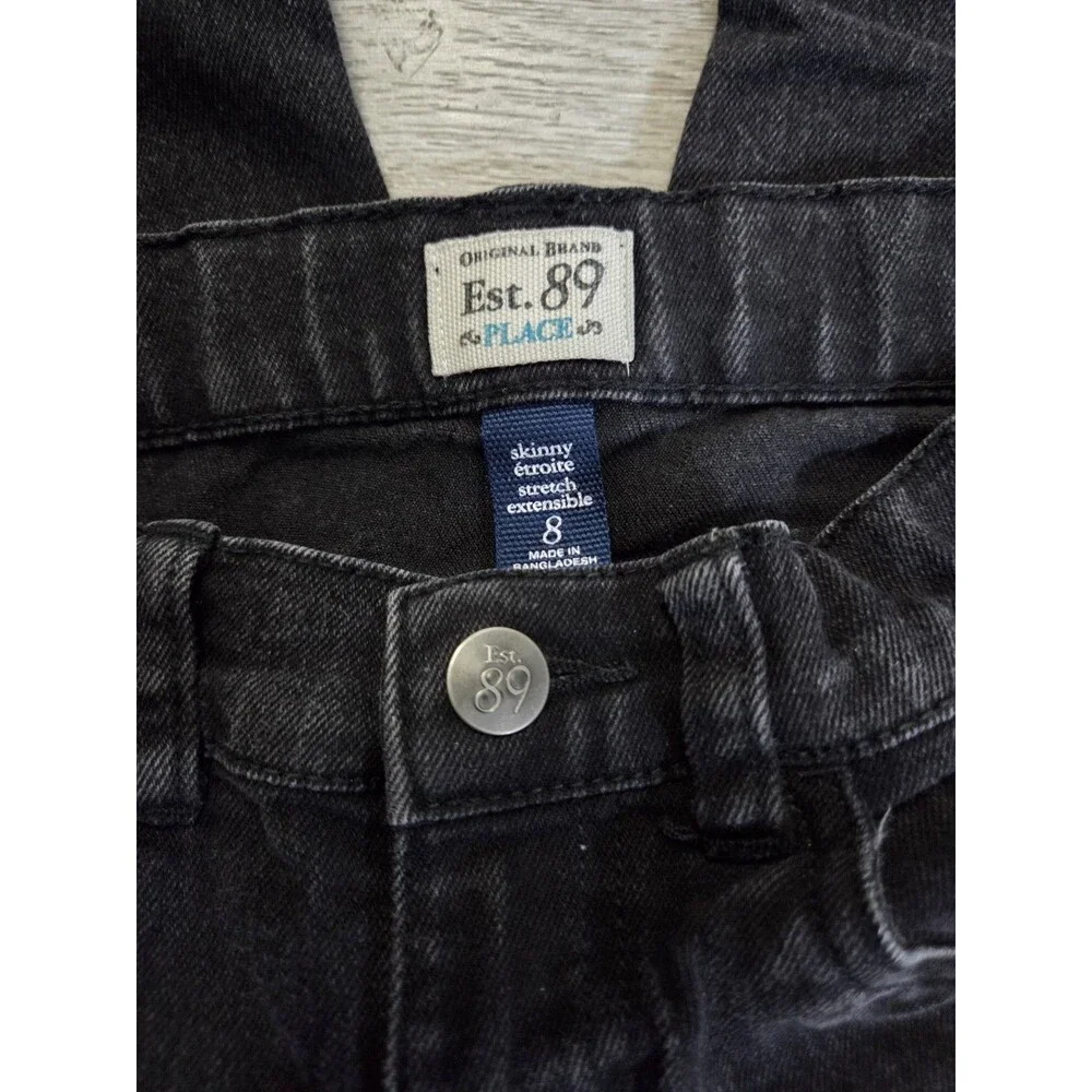 The Children's Place Est. 89 Girls Skinny Jeans Size 8 Black Stretch Denim